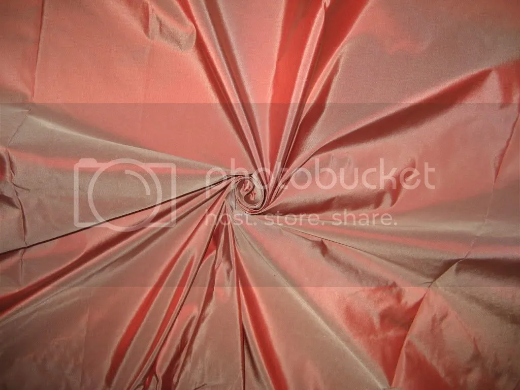 100% Pure SILK TAFFETA FABRIC Candy Red x Ivory colour continuous piece 60&quot; wide TAF#185[4]