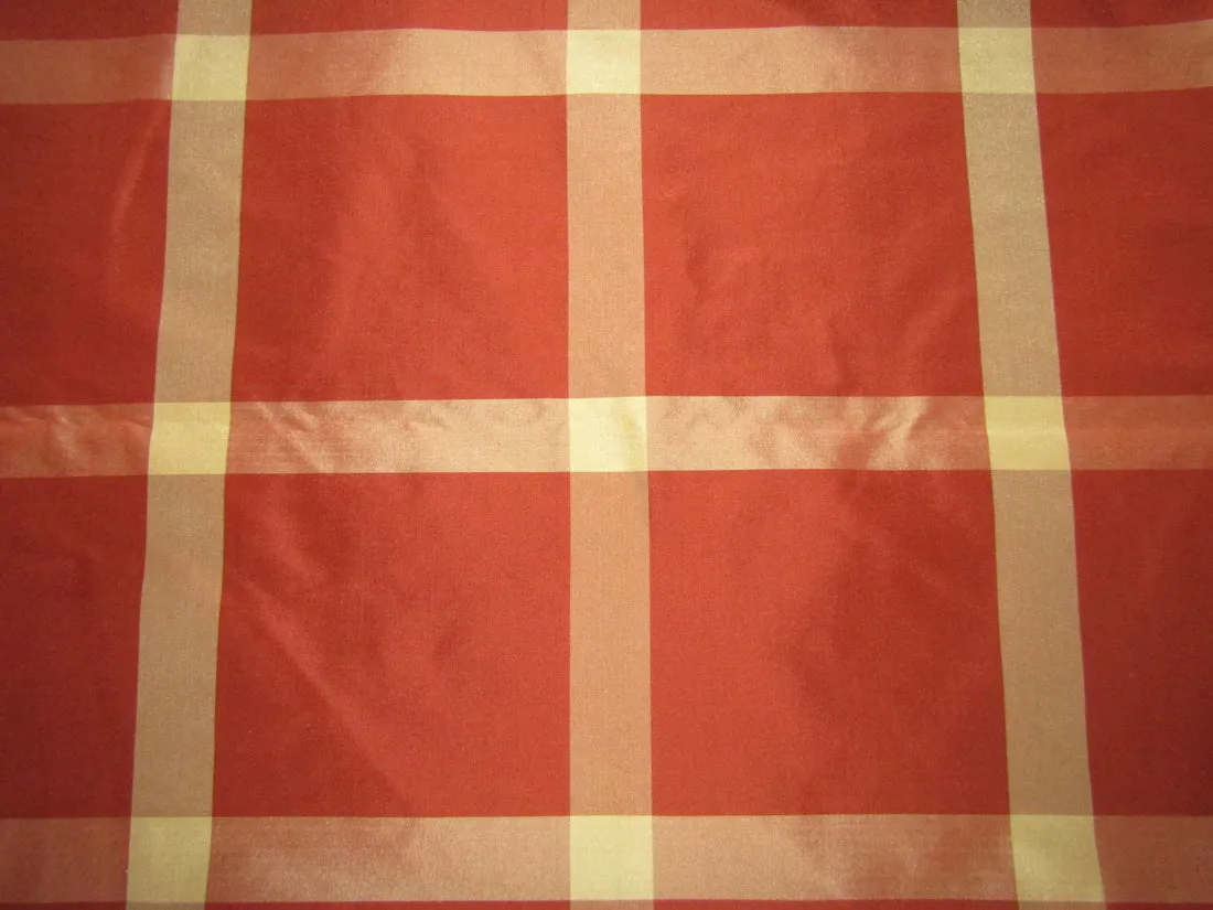 100% PURE SILK TAFFETA FABRIC RUST GOLD COLOR PLAIDS 54" wide TAFC11[1]