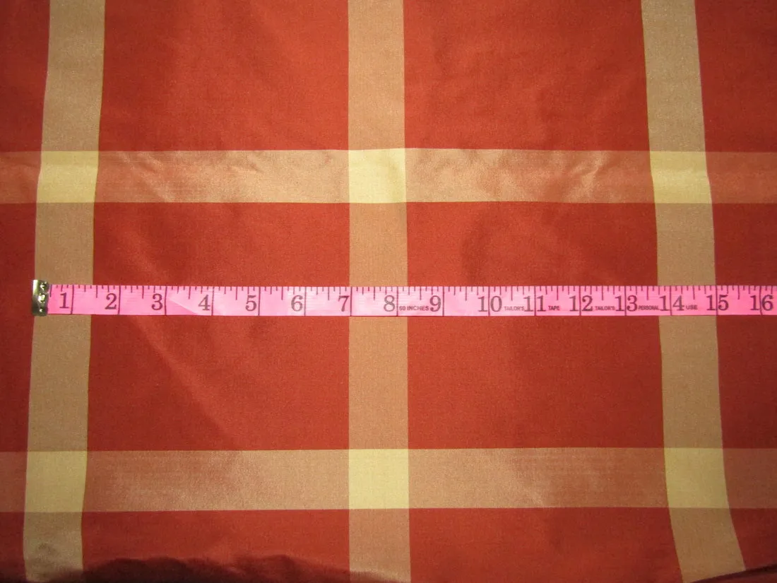 100% PURE SILK TAFFETA FABRIC RUST GOLD COLOR PLAIDS 54" wide TAFC11[1]