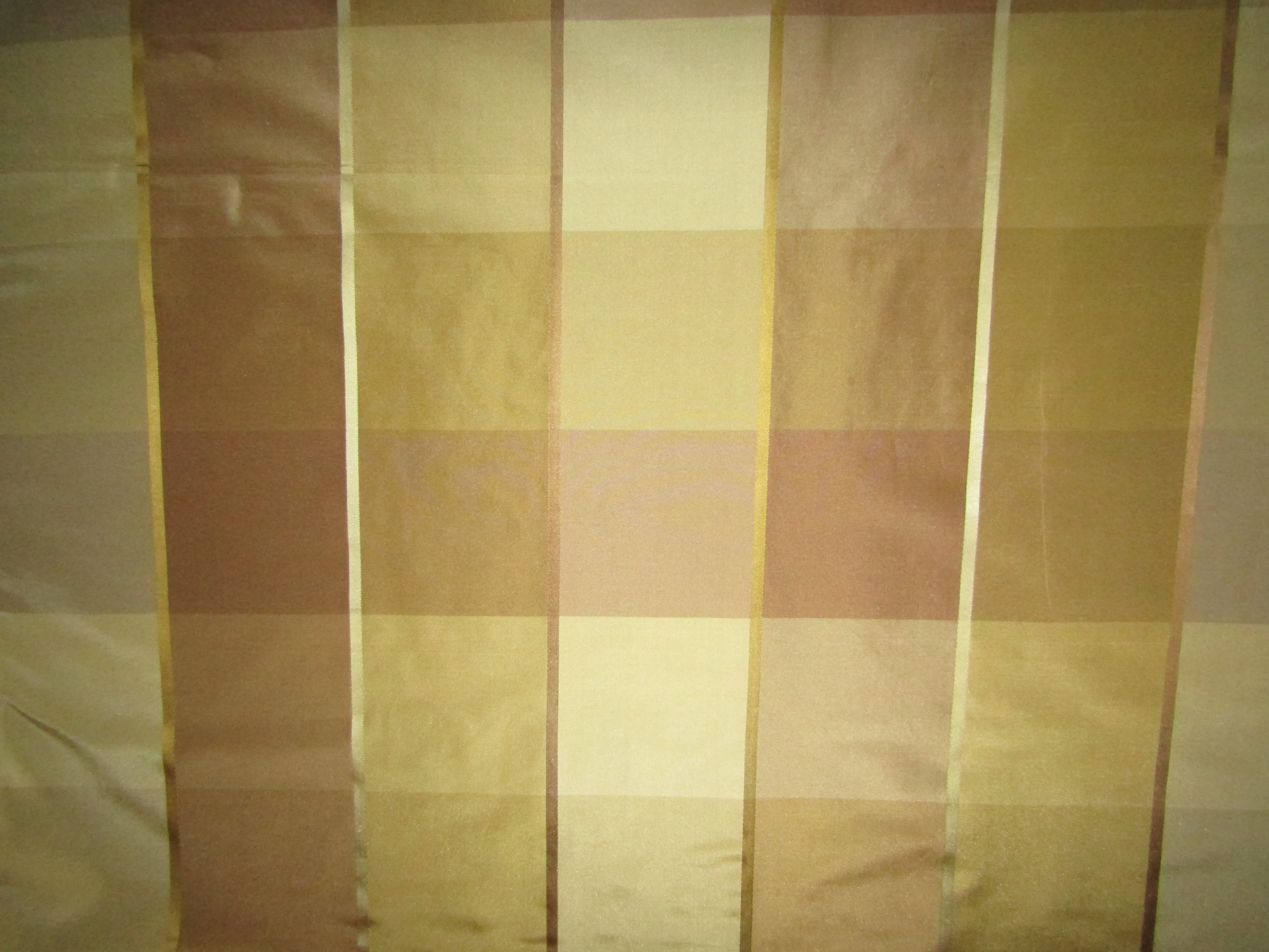 100% PURE SILK TAFFETA FABRIC with satin stripes Warm Light COLORS PLAIDS 54" wide TAFCS6[2]