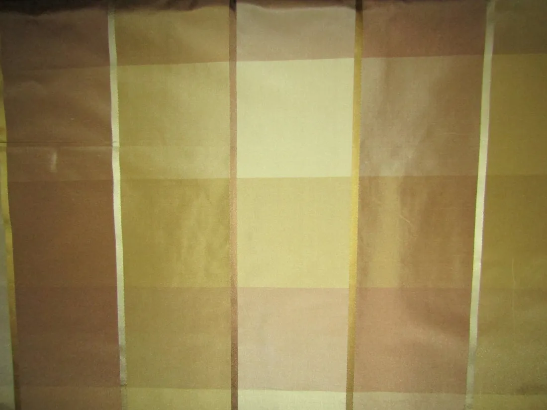 100% PURE SILK TAFFETA FABRIC with satin stripes Warm Light COLORS PLAIDS 54" wide TAFCS6[2]