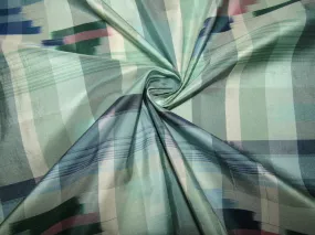 100% silk taffeta fabric blue and green PLAIDS 54&quot; wide sold by the yard