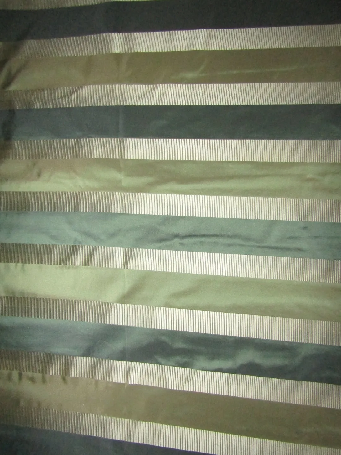 100% Silk Taffeta Fabric Gold &amp; Teal colour with satin stripes 54" wide TAF#SJ12