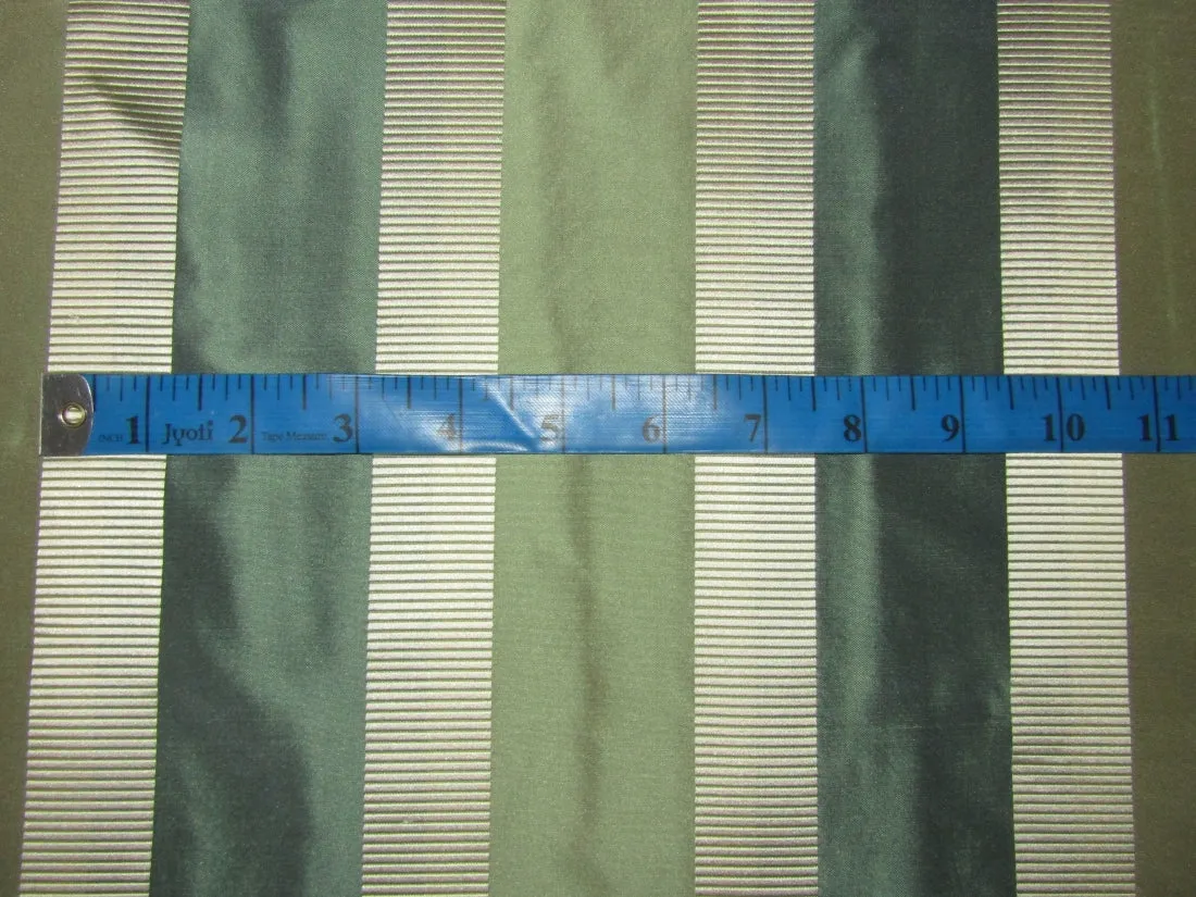 100% Silk Taffeta Fabric Gold &amp; Teal colour with satin stripes 54" wide TAF#SJ12