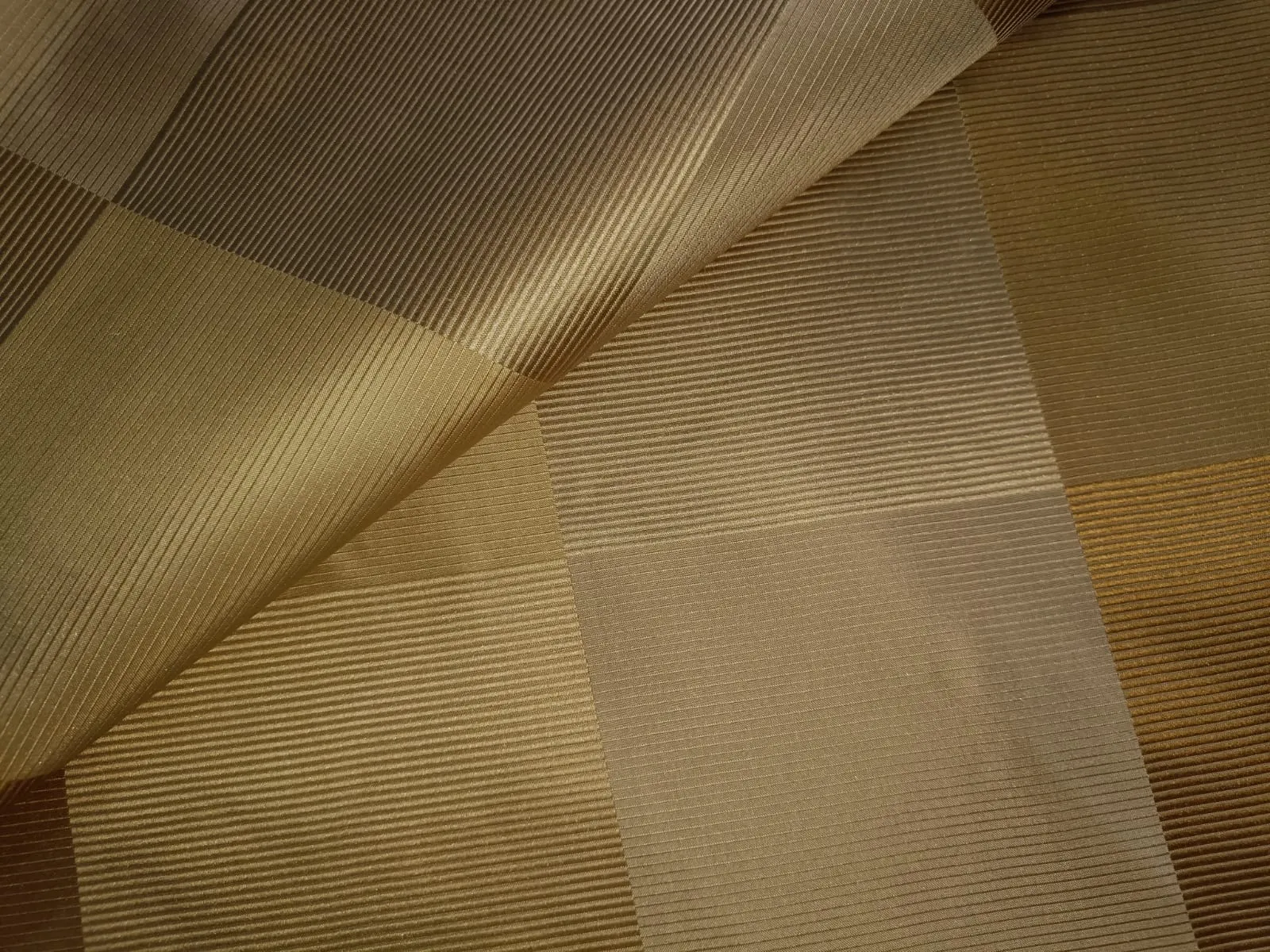 100% SILK TAFFETA FABRIC GOLD jacquard Plaids TAFC54[2]