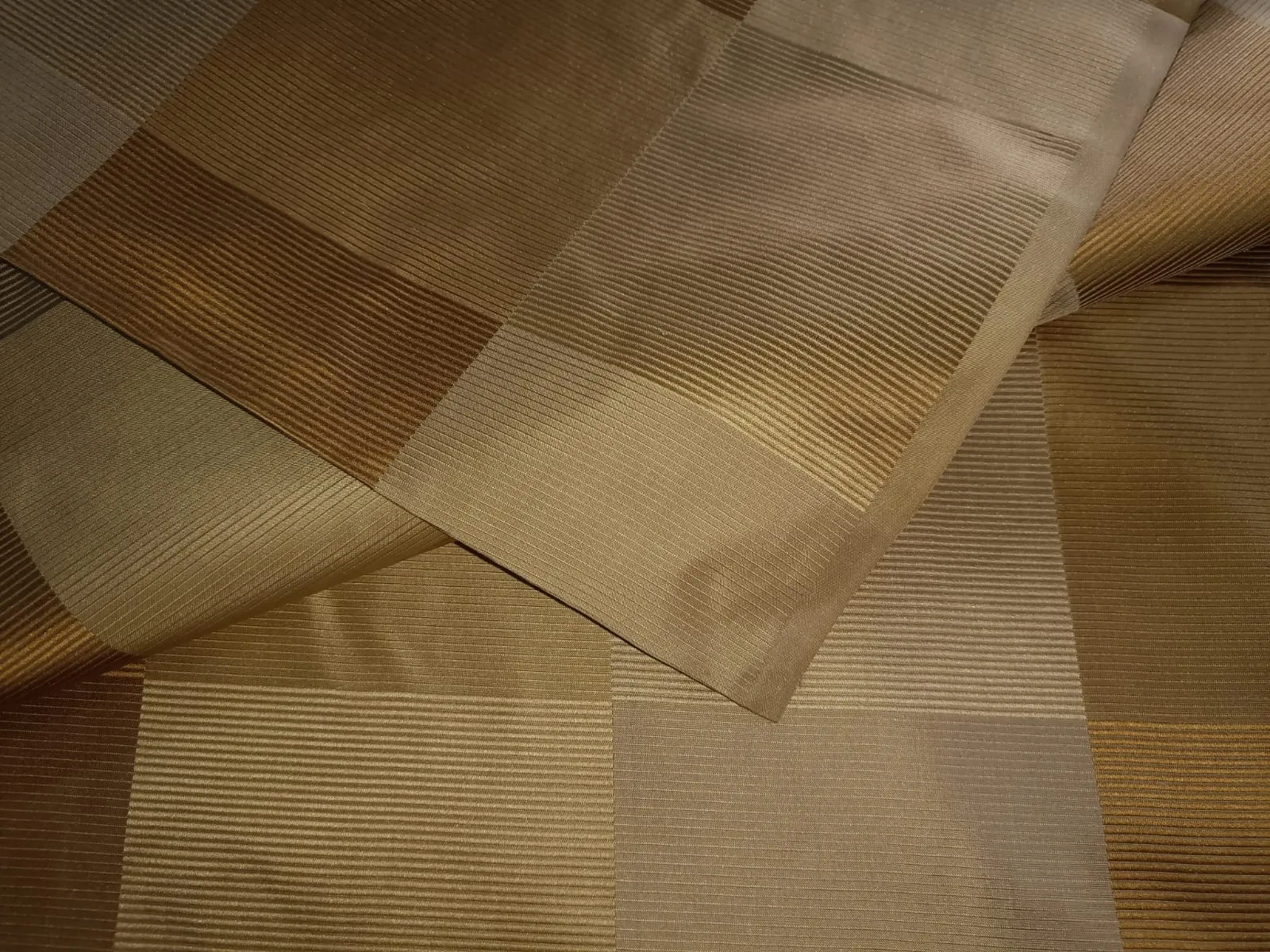 100% SILK TAFFETA FABRIC GOLD jacquard Plaids TAFC54[2]