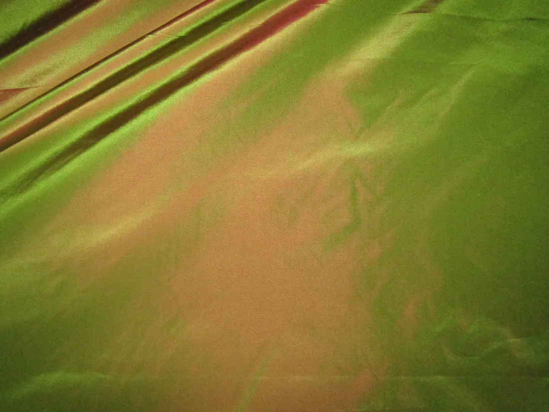 100% Silk Taffeta Fabric Green x Pink Color 54" wide TAF90[2]