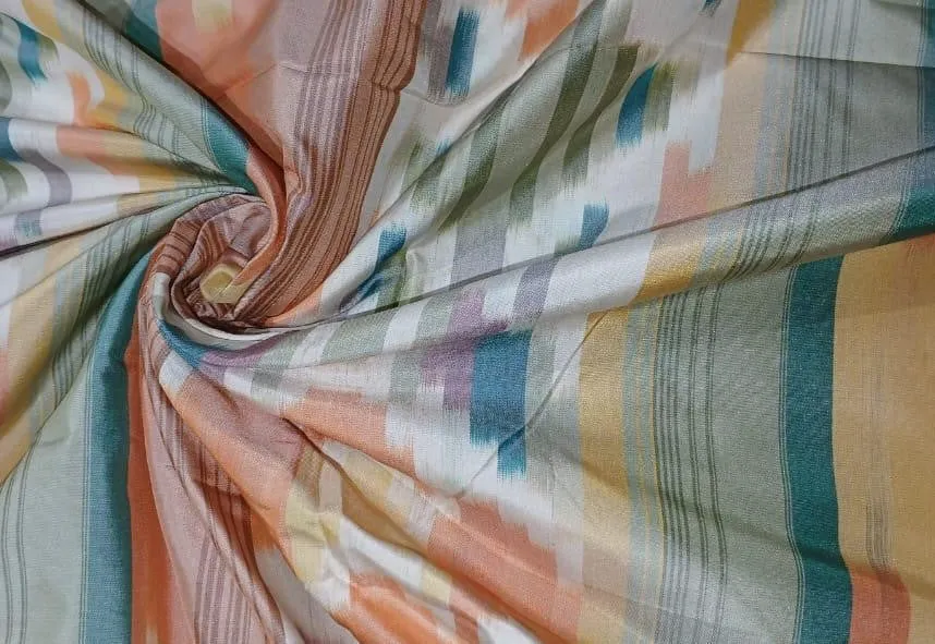 100% silk taffeta fabric IVORY,PEACH,SALMON,TEAL AND GREY PLAIDS 54&quot; wide CHOICE OF BUYING 3.80 YARDS OR 4 YARDS