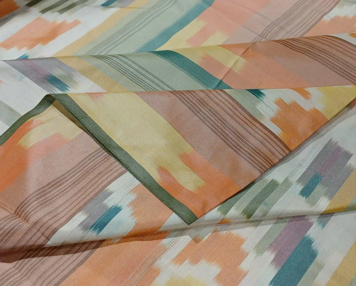 100% silk taffeta fabric IVORY,PEACH,SALMON,TEAL AND GREY PLAIDS 54&quot; wide CHOICE OF BUYING 3.80 YARDS OR 4 YARDS