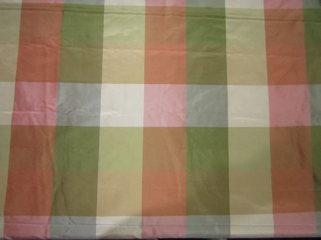 100% SILK TAFFETA FABRIC MULTI COLOR Plaids 4 X4 "TAFC67[1]