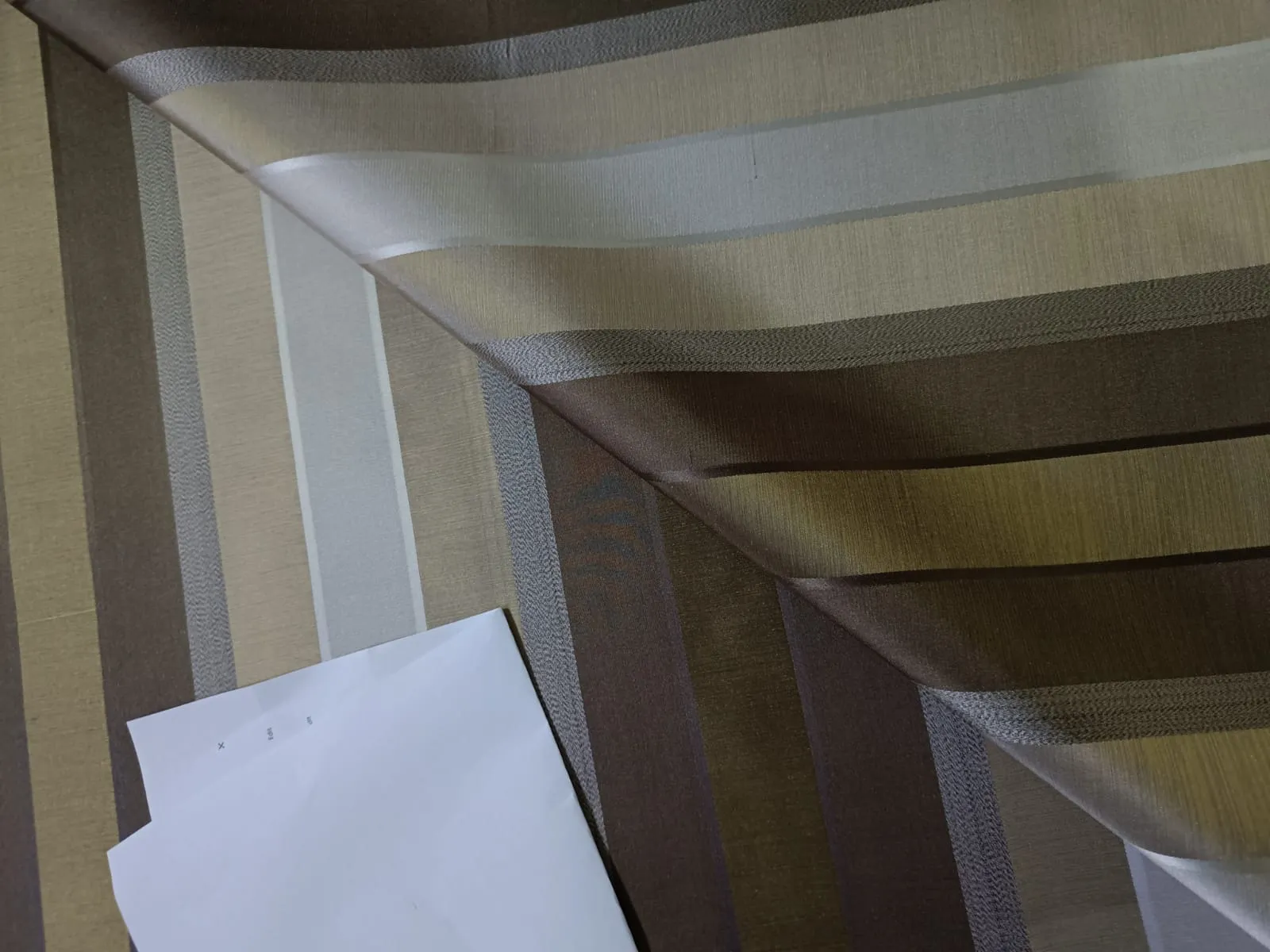 100% Silk Taffeta Fabric Shades of Brown,Gold & Grey colour with Satin Stripes 54" wide