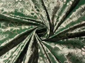 100% Silk taffeta jacquard green x metallic gold DAMASK AMAZING AS A VESTMENT 54" wide TAFJ9[2]