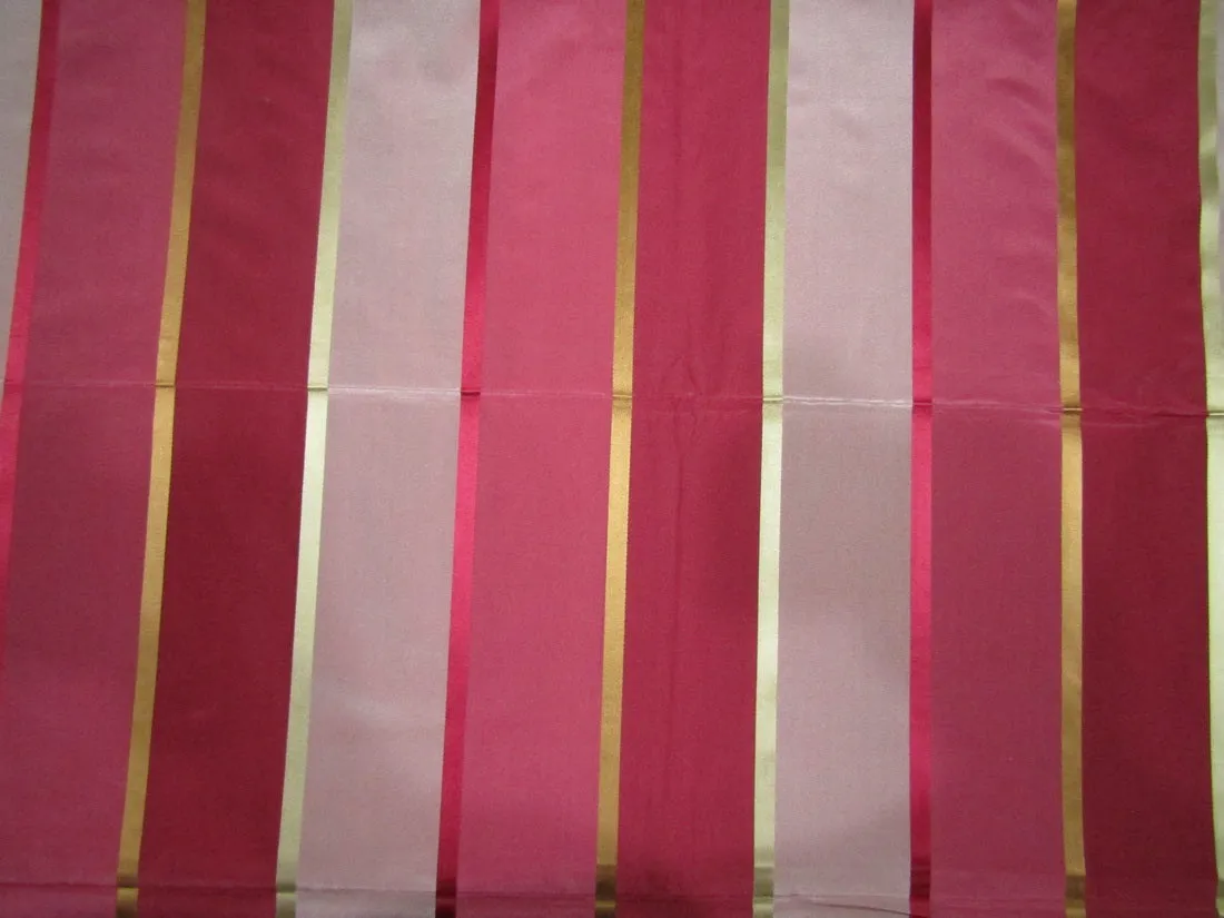 100% SILK TAFFETA satin stripes fabric shades of dusty pink to pinkish reds 54&quot;TAFS164[5]