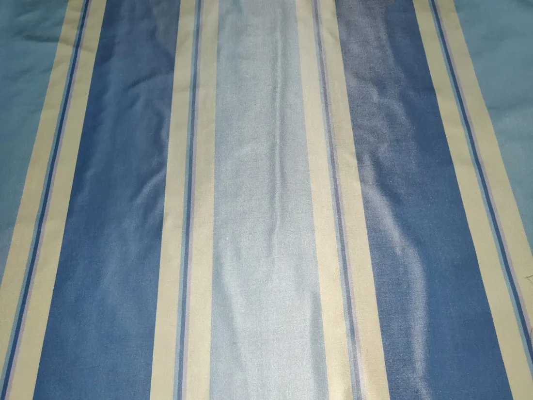 100% Silk Taffeta shades of blue color stripes 54" wide TAFNEWS7[1]