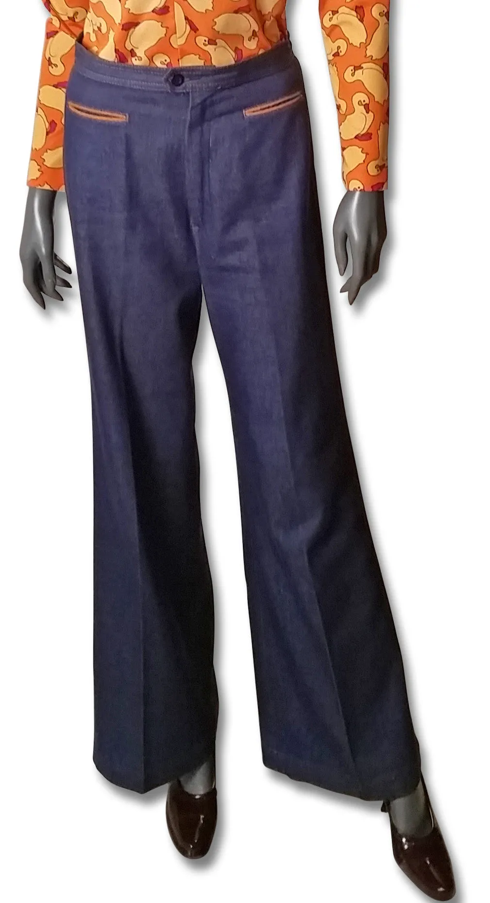 1970s Tipped Denim Pant Suit