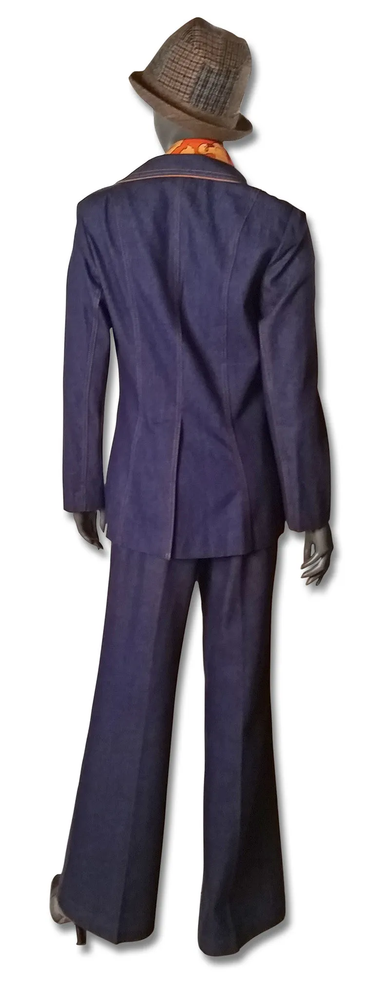 1970s Tipped Denim Pant Suit