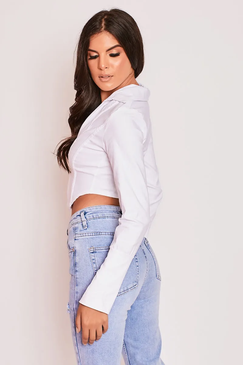 Annie - White Fitted Cropped Shirt