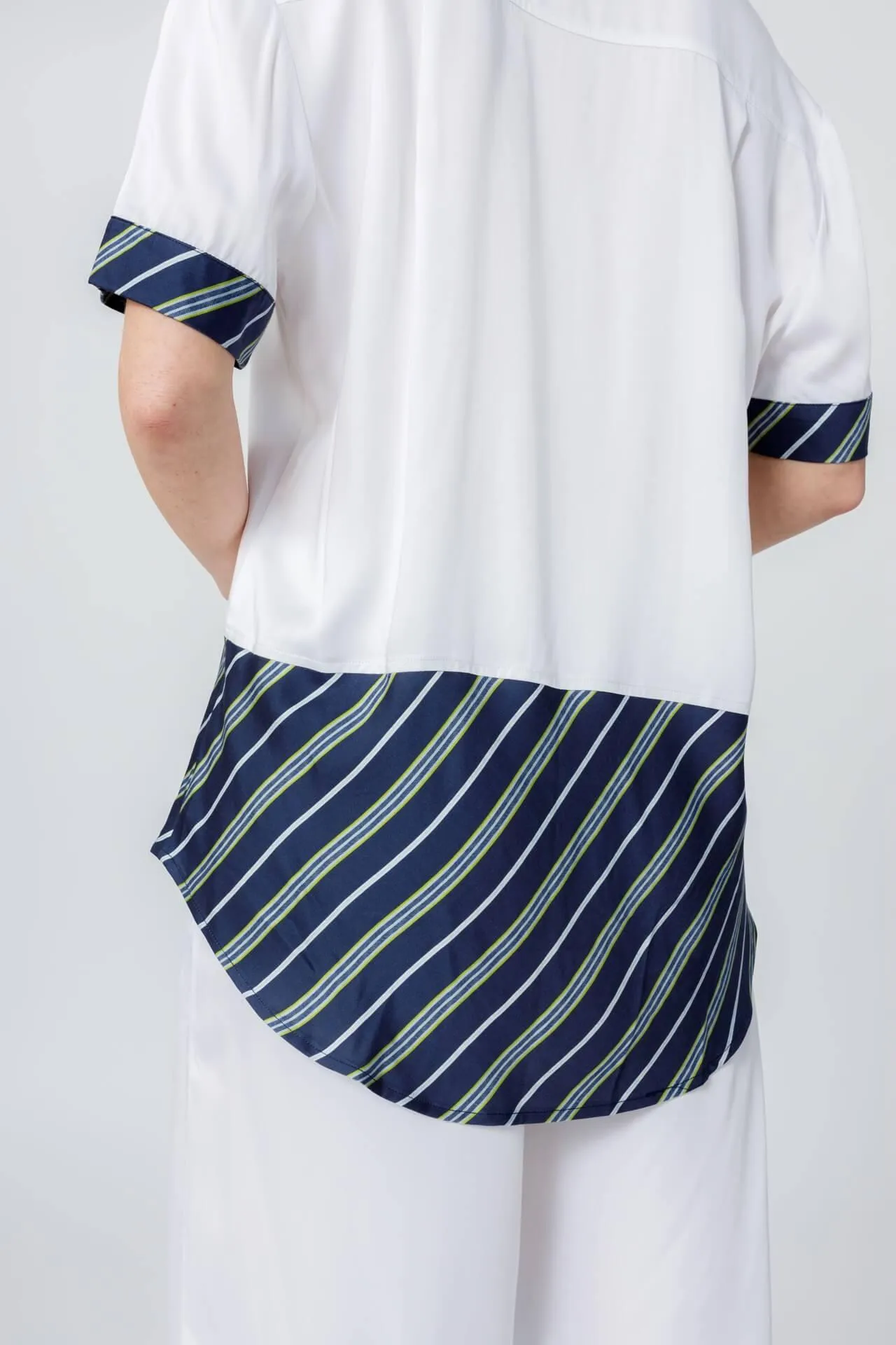 Bamboo Stripe Inset Short Sleeve Pajama Shirt