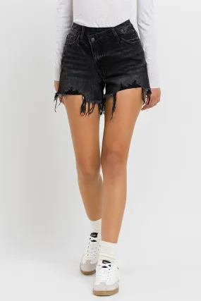 Black High Rise Denim Shorts