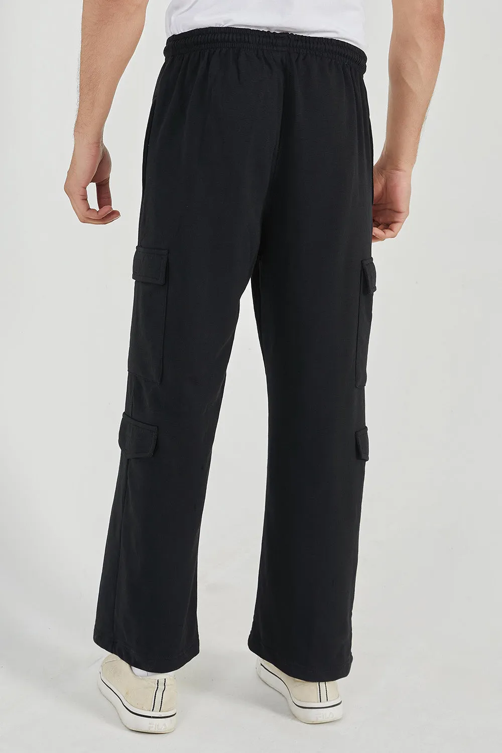 Black Wide Legged Cargo Trousers