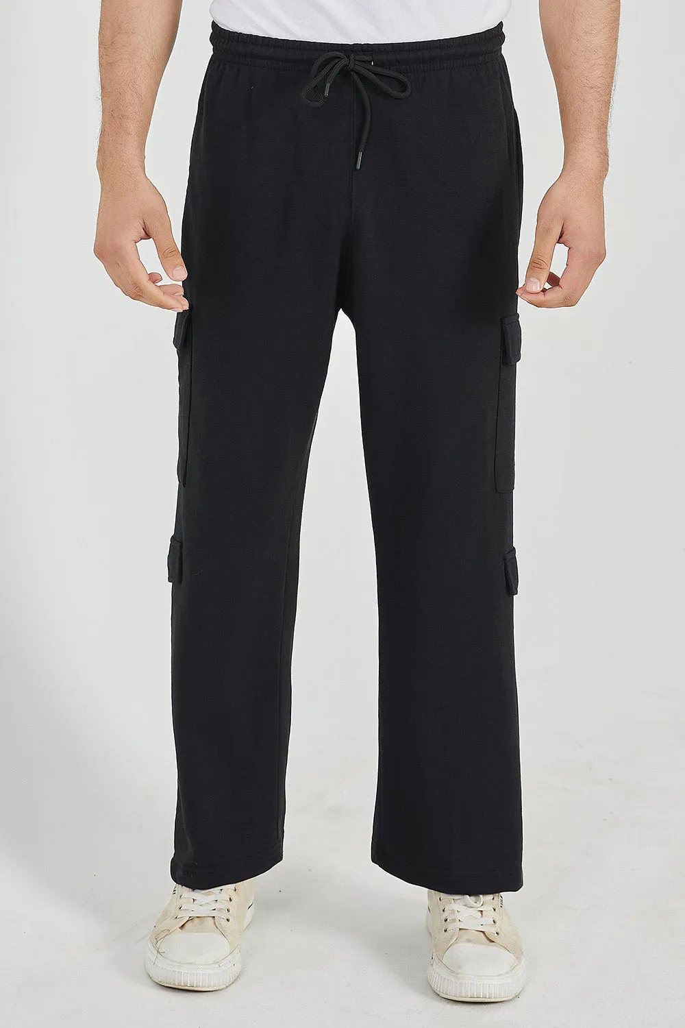 Black Wide Legged Cargo Trousers