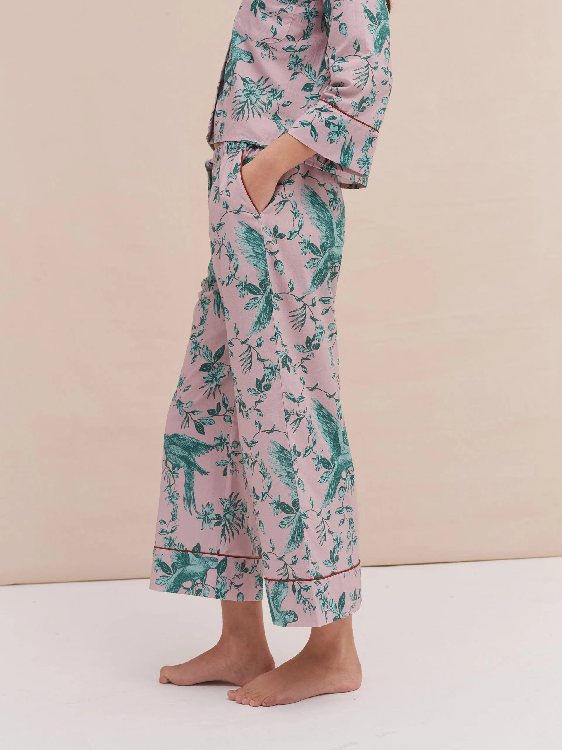 Boxy shirt and wide leg trouser set the bromley parrot pink/blue