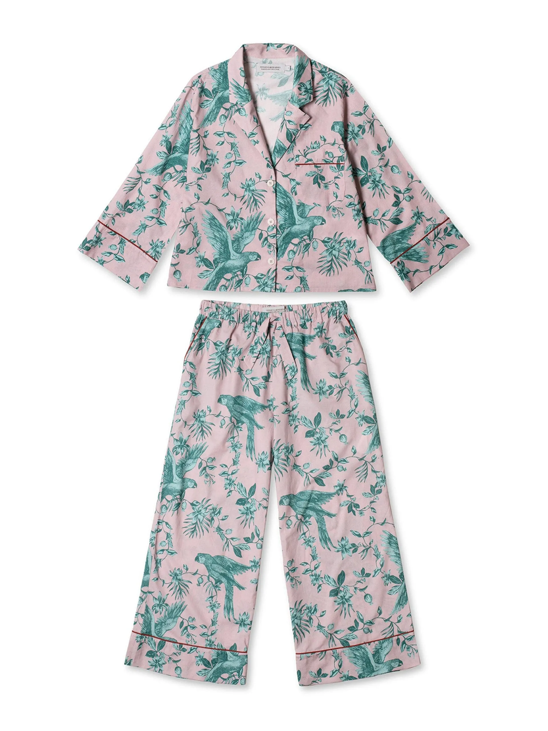 Boxy shirt and wide leg trouser set the bromley parrot pink/blue