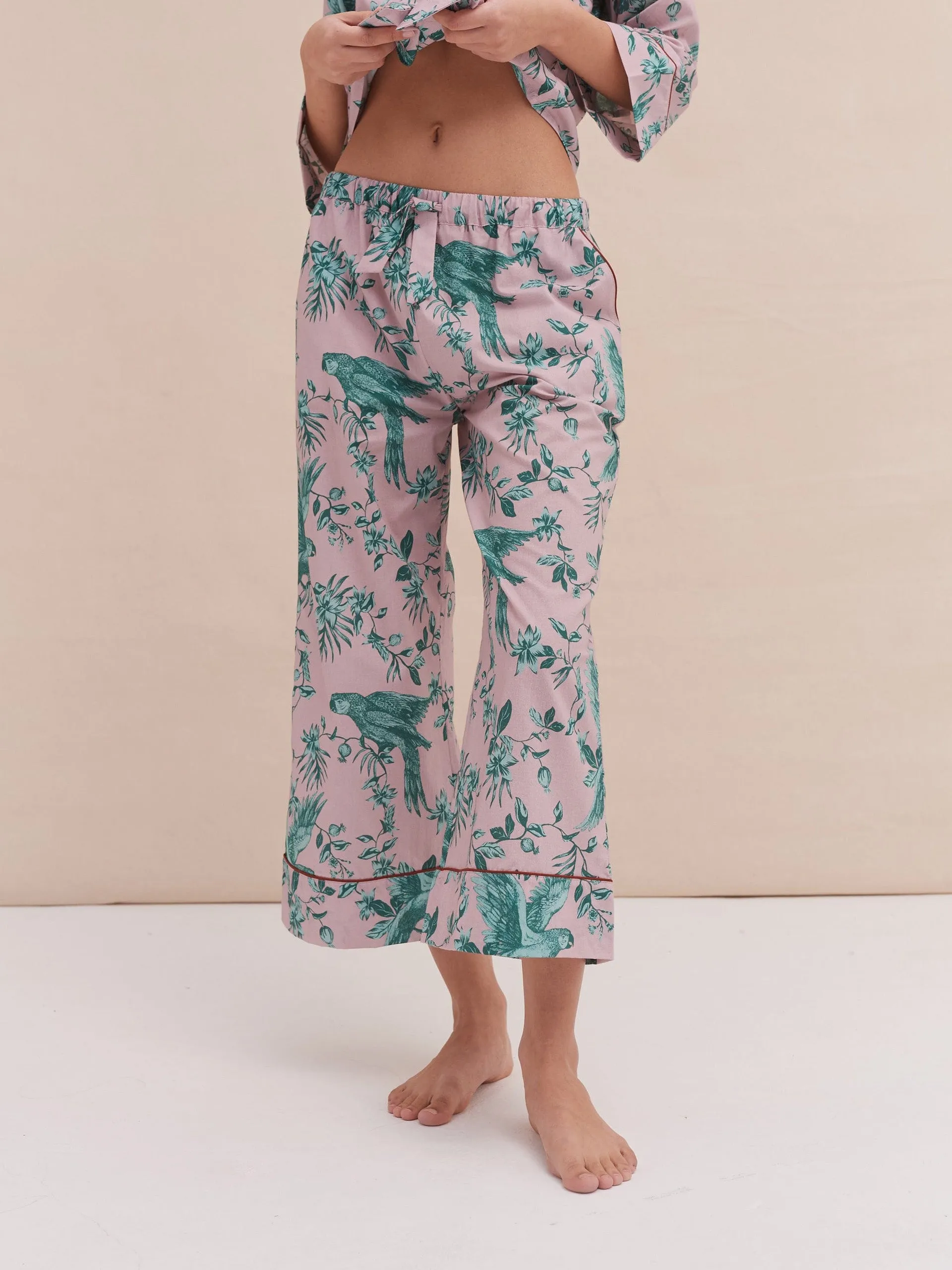 Boxy shirt and wide leg trouser set the bromley parrot pink/blue