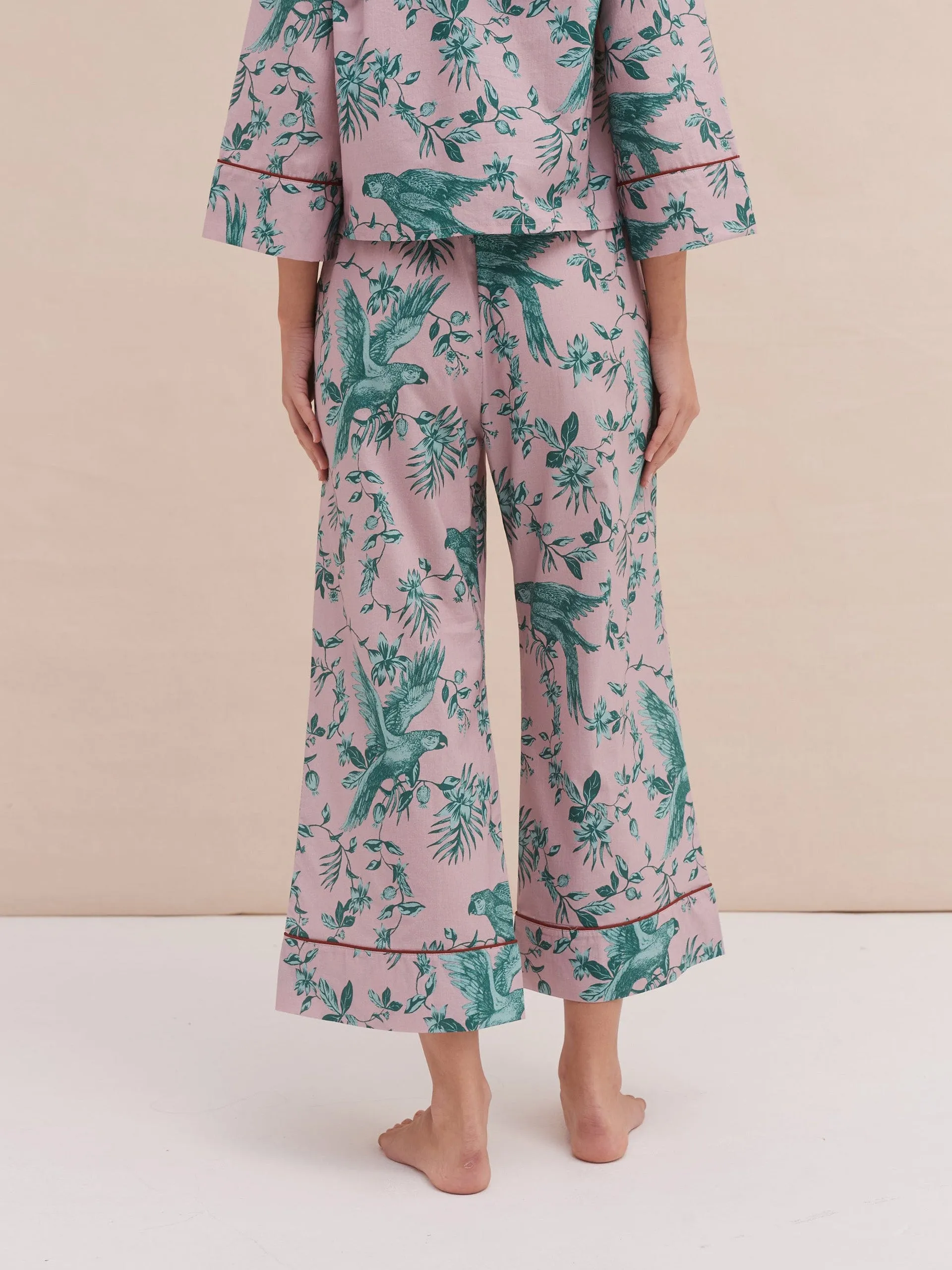 Boxy shirt and wide leg trouser set the bromley parrot pink/blue