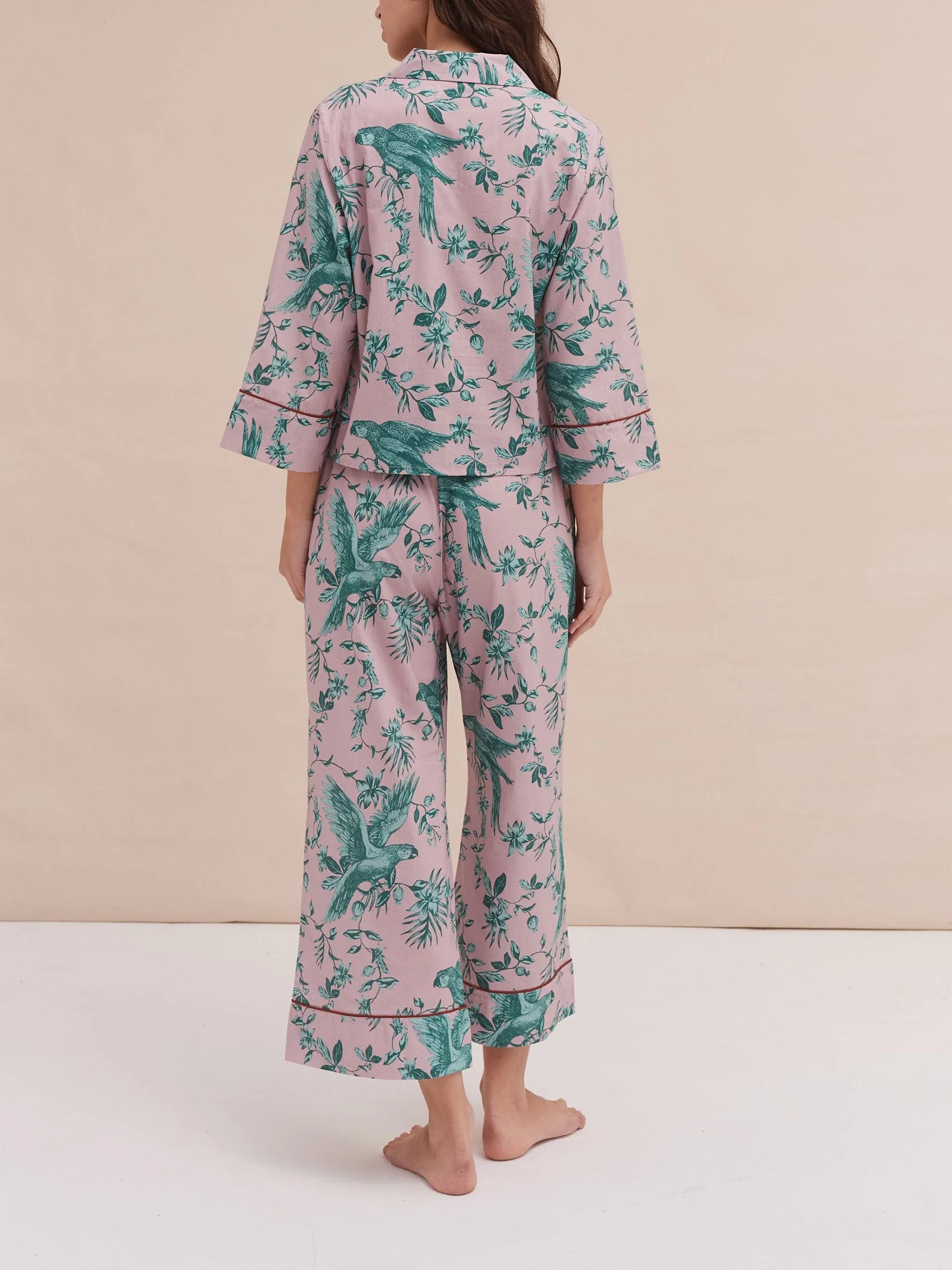 Boxy shirt and wide leg trouser set the bromley parrot pink/blue