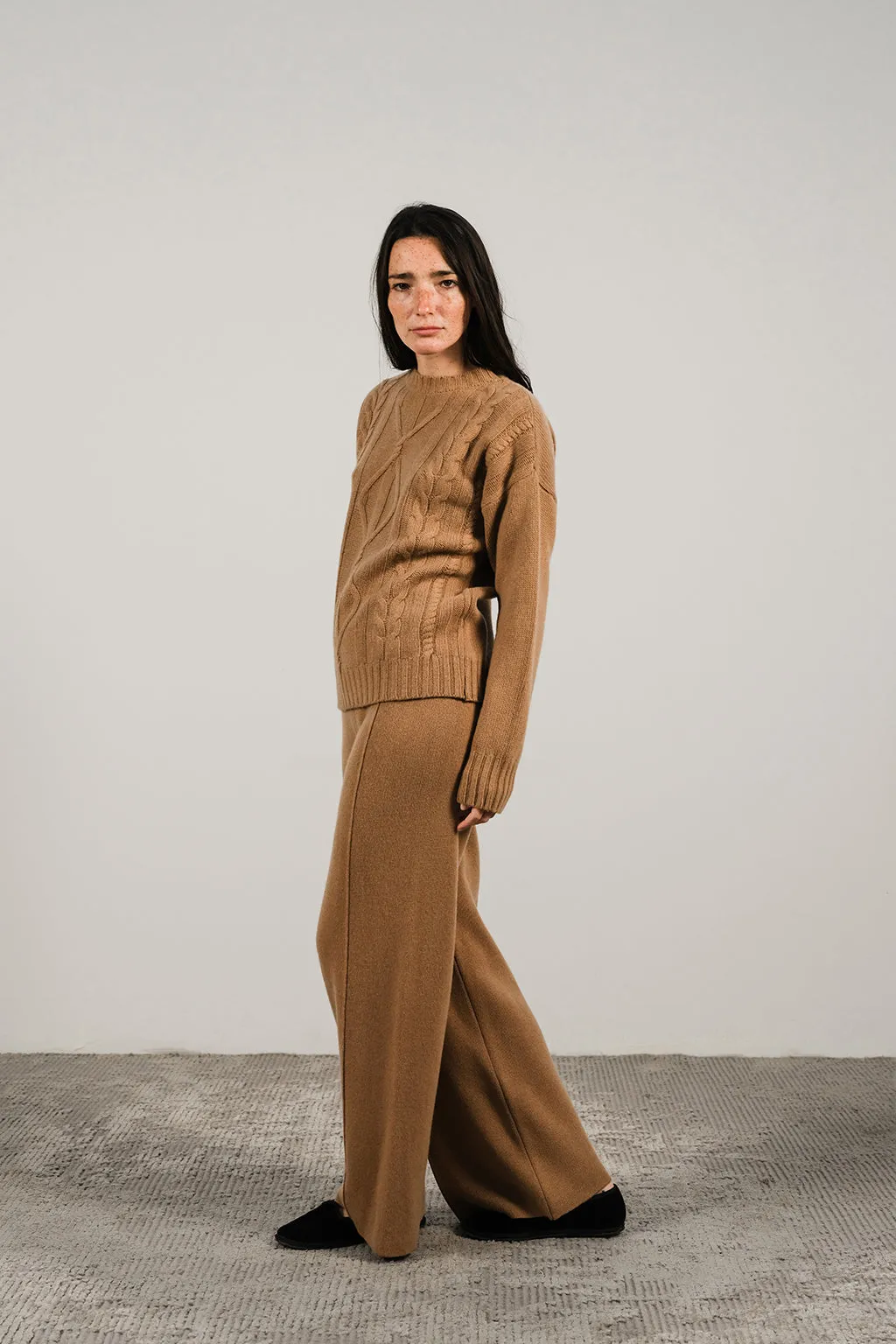 CASHMERE MIX WIDE LEGGED TROUSERS