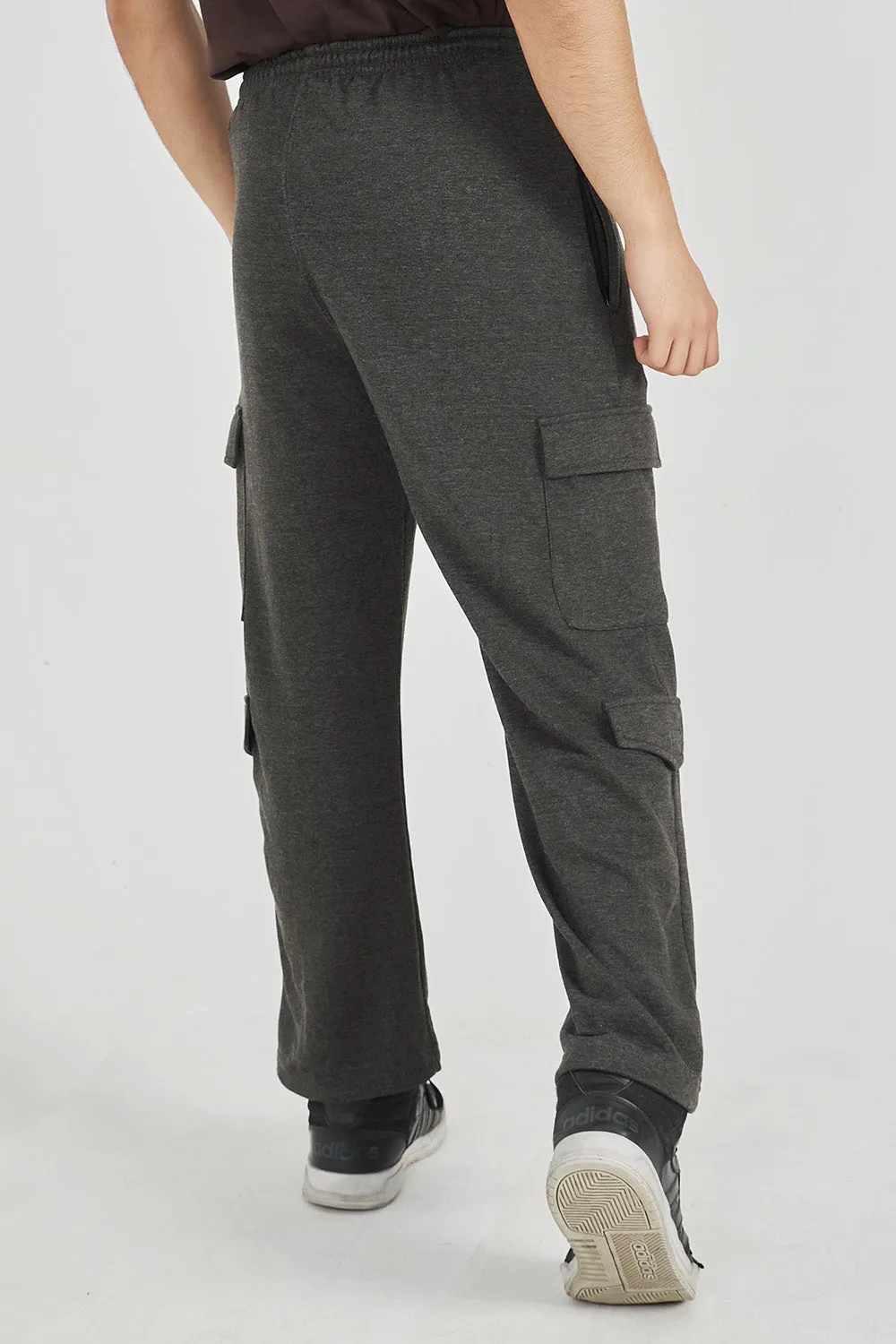 Charcoal Wide Legged Cargo Trousers