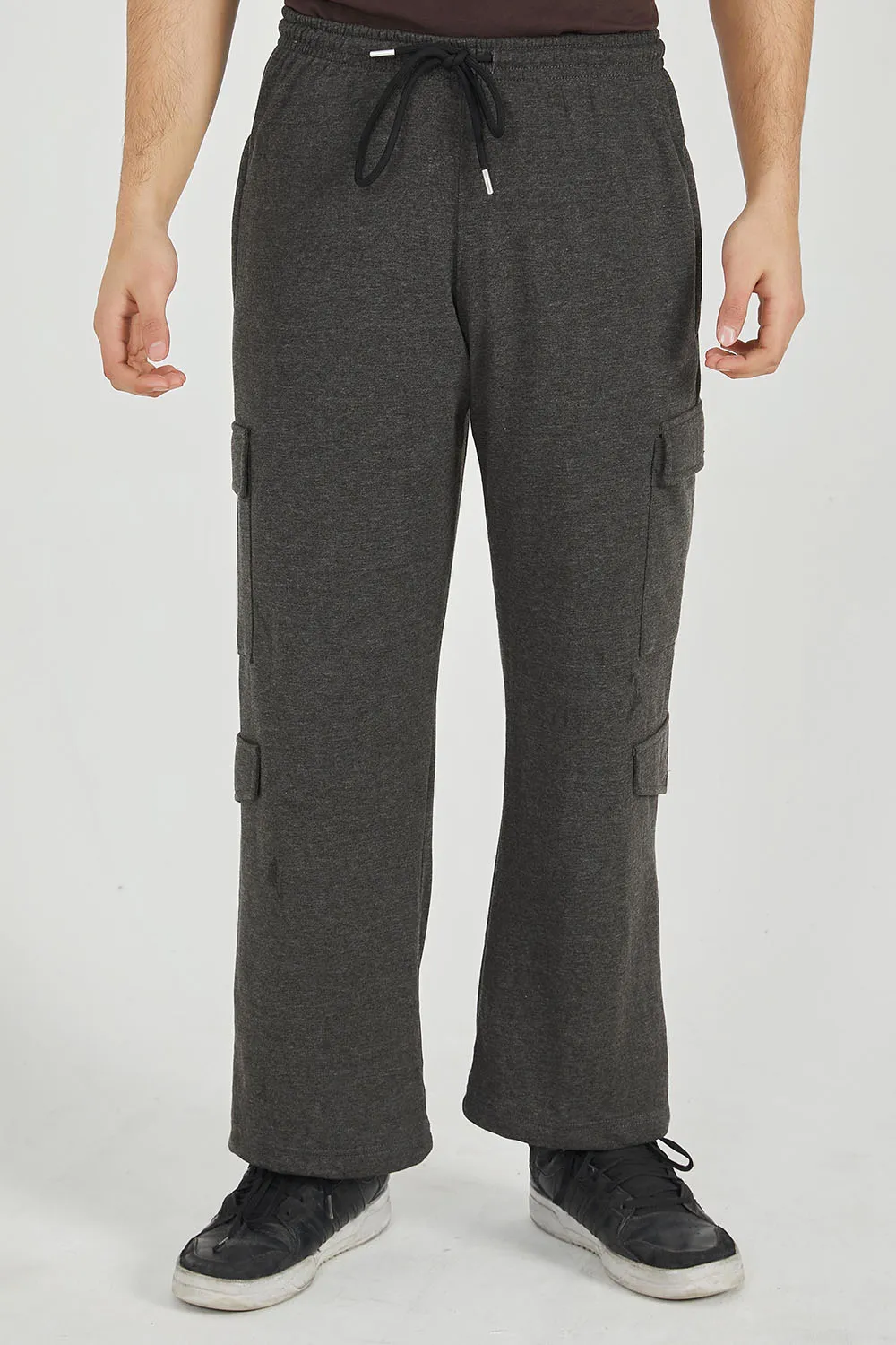 Charcoal Wide Legged Cargo Trousers