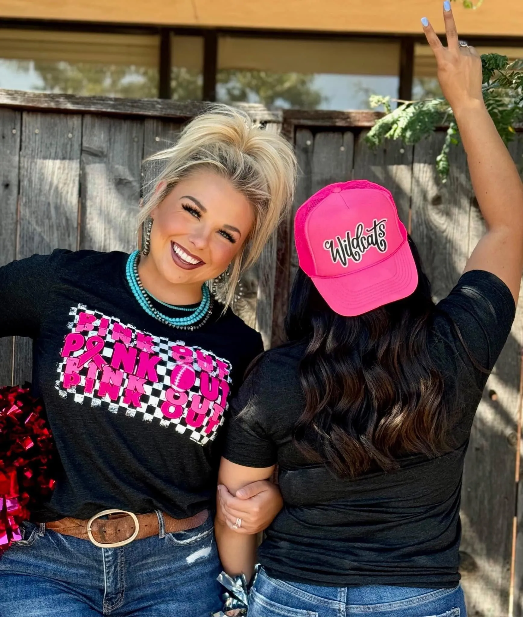 Checkered Pink Out Repeat Vintage Black Tee