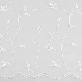 CHERIE Embroidered Mesh - Rose bud - White