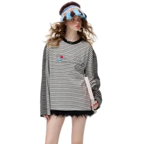 Contrast Color Striped Long Sleeves in Black