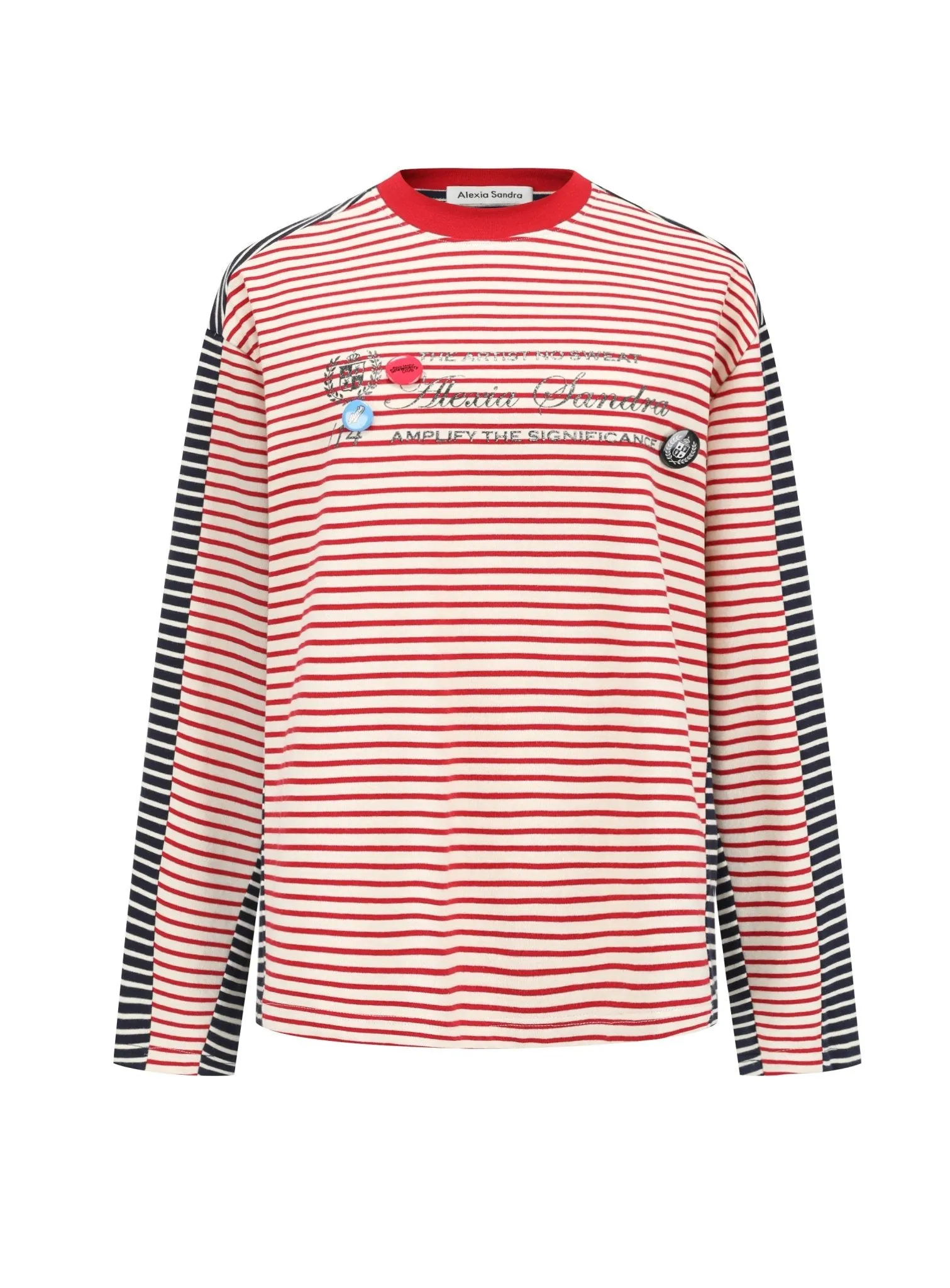 Contrast Color Striped Long Sleeves in Red