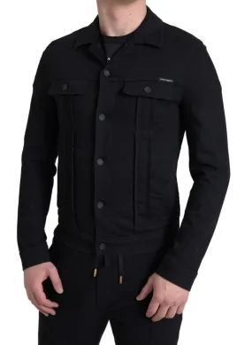 Dolce & Gabbana Black DG Cotton Stretch Denim Jacket