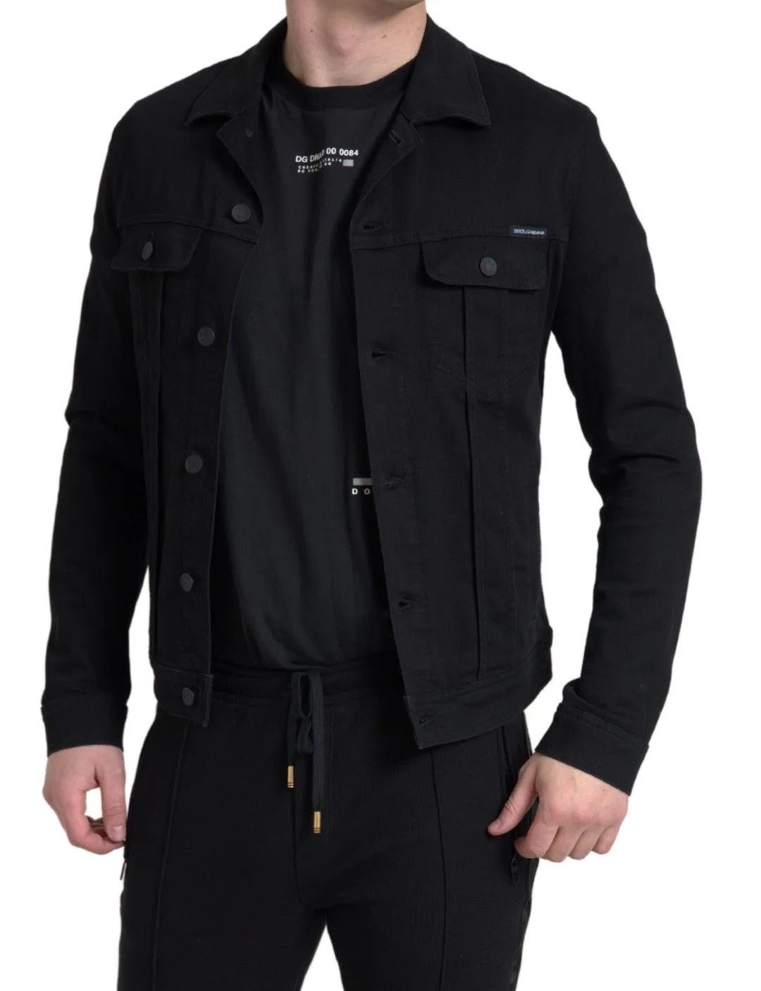 Dolce & Gabbana Black DG Cotton Stretch Denim Jacket