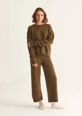 Donegal Knit Trousers in Moss Green