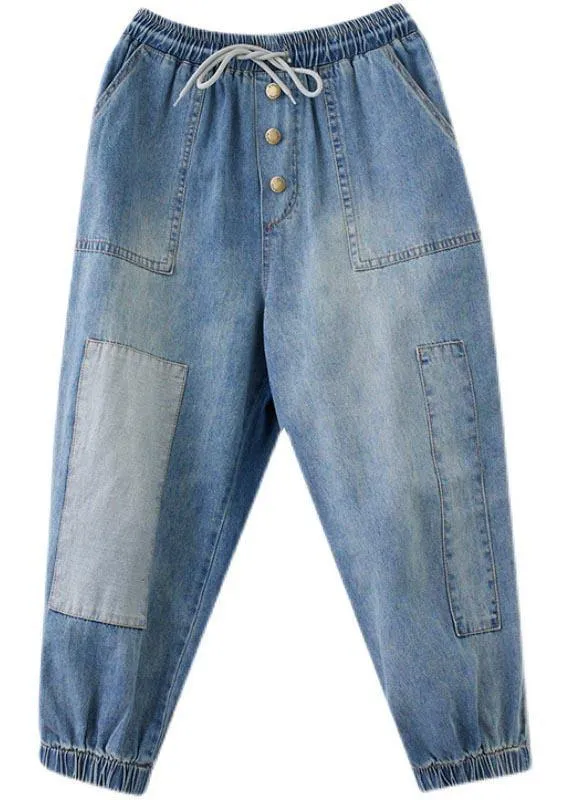 Elegant Blue pockets jeans Summer Cotton Pants