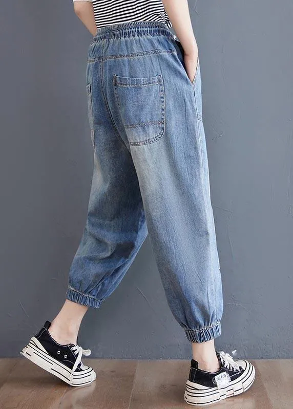 Elegant Blue pockets jeans Summer Cotton Pants