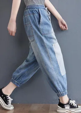 Elegant Blue pockets jeans Summer Cotton Pants