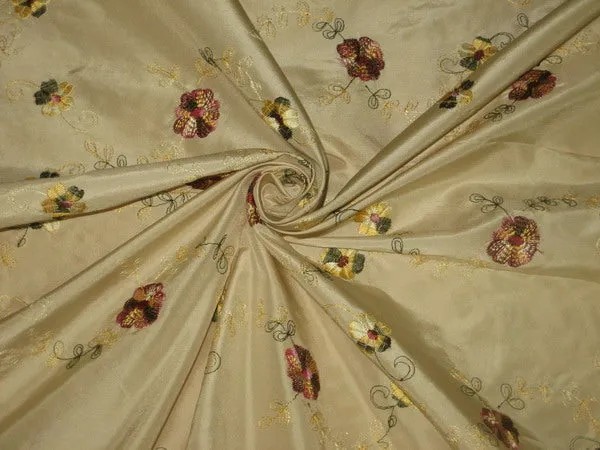 English champagne silk taffeta computerised embroidered