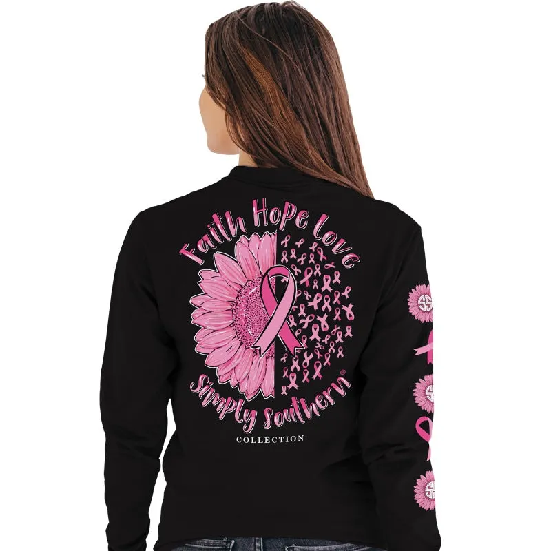 'Faith, Hope, Love' Long Sleeve Breast Cancer Awareness Tee by Simply Southern