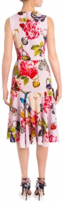 Floral Butterfly Print Sleeveless Dress