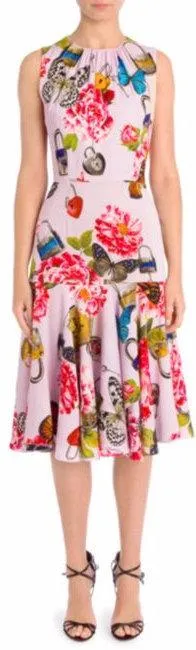 Floral Butterfly Print Sleeveless Dress