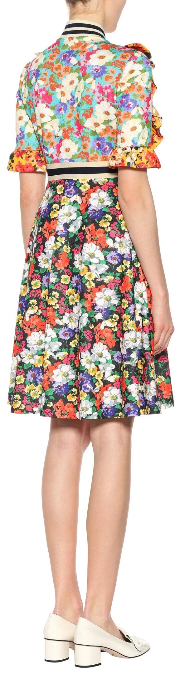 Floral-Print Ruffle Bib Dress