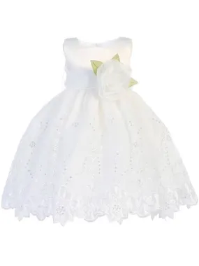 Flower Girl Dress Shantung Bodice w/ Tulle Skirt