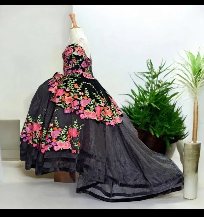 Girls Floral Charro Off Shoulder Gown by Calla SCK316